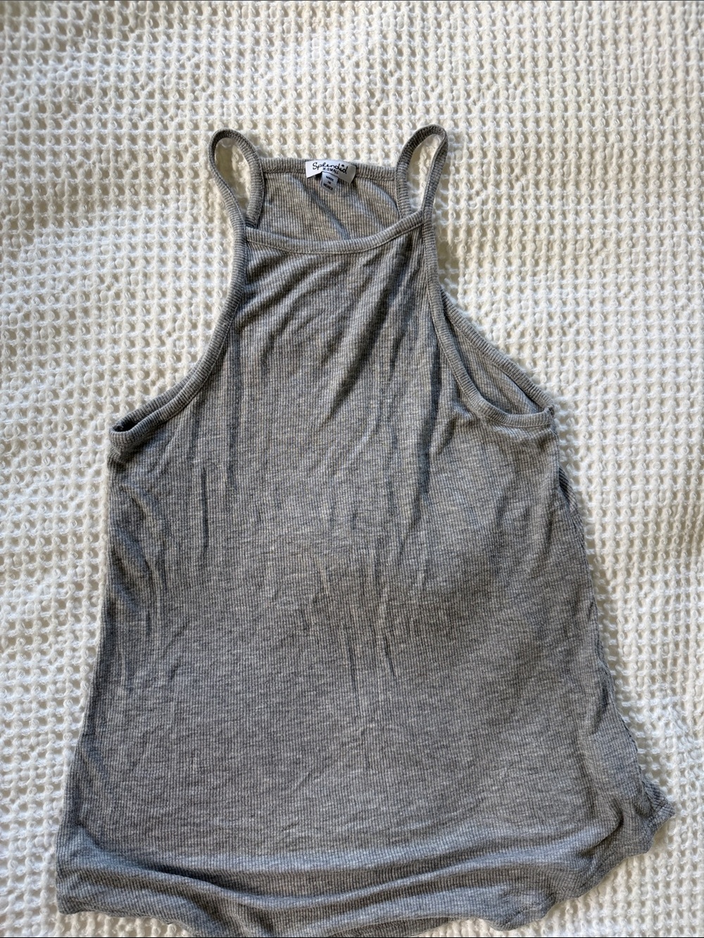 Splendid Heather Gray Ribbed High-Neck Tank